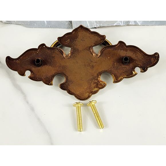 Period Solid Brass Drawer Pulls Hardware A2447-1 Queen Anne 80's x6 Vintage - Picture 10 of 13